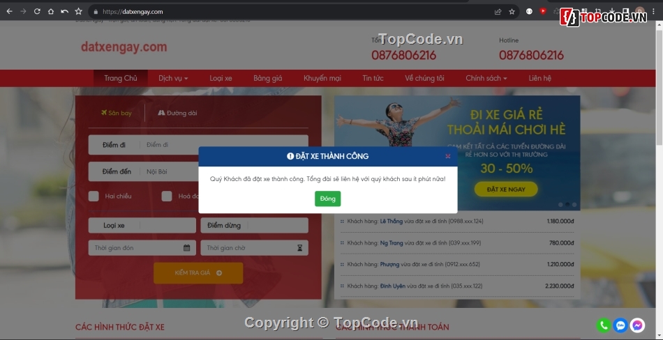 Code web,website taxi,Laravel,code đặt xe